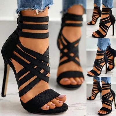 Sandali sexy con tacco alto sexy tutto-fiammifero romani con fascia elastica alla moda da donna