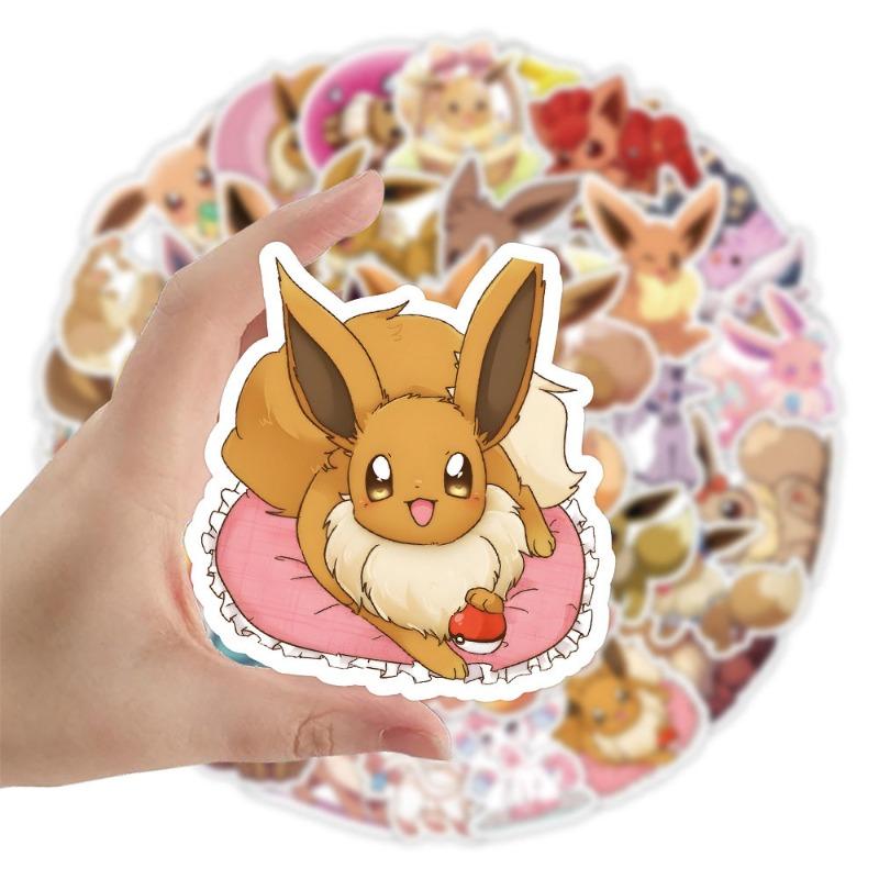 50pcs  Eevee Sticker Anime Cartoon Printing Mobile Phone Suitcase Laptop Water Cup DIY Decorative Sticker Holiday Gifts
