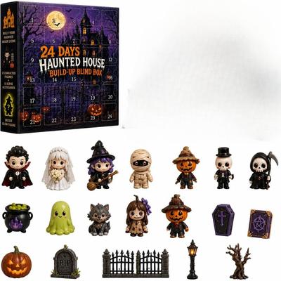 Haunted House Halloween Advent Calendar 2026 24 Day Mini Figures Spooky Countdown Calendar With Daily Surprises For Tabletop Display & Haunted Party