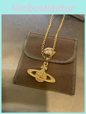 Ouyang Nana's Exclusive Saturn Necklace High-end Alloy Material With Lock Collar Chain