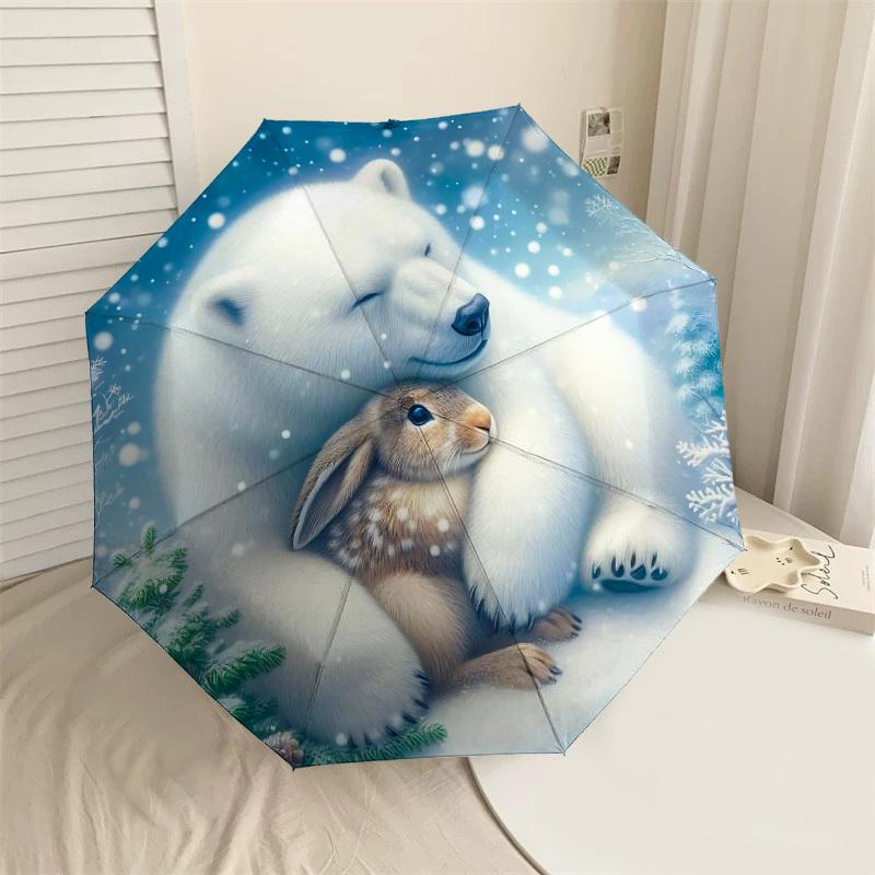 

1PC Polar bear RabbitUmbrella-8-Rib Reinforced, Automatic Open, Lightweight & Durable, Cute Fashion Accessory for Outdoor-P124