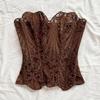 Irregular Hem Hollow Out Corset Top Fishbone Women Underwear Breathable Lace Corset  Women’s Wear