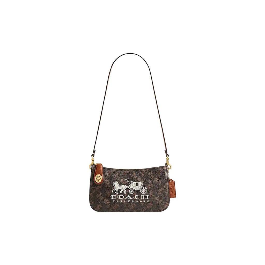 Coach Penn 21 Pferd und Kutsche Druck Reißverschluss Handtasche Damen Handtaschen Trüffel CM712-B4TXN