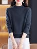 Women's 100% Wool Thick Knit Half-High Collar Winter Sweater for Middle-Aged and Elderly