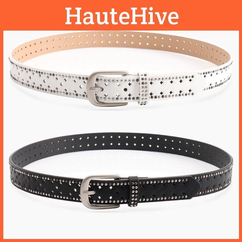 Color Solid Fashion Rivet Decoration Women Casual Wide Belt For Daily Use