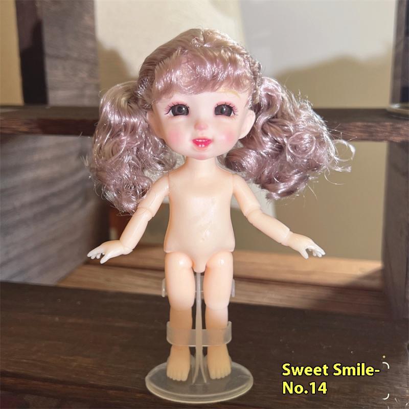 1 Set Cute 1/8 Doll 3D Real Eye 13 Joint Movable Cute 16-17Cm Doll With Different Expressions Girl Toy