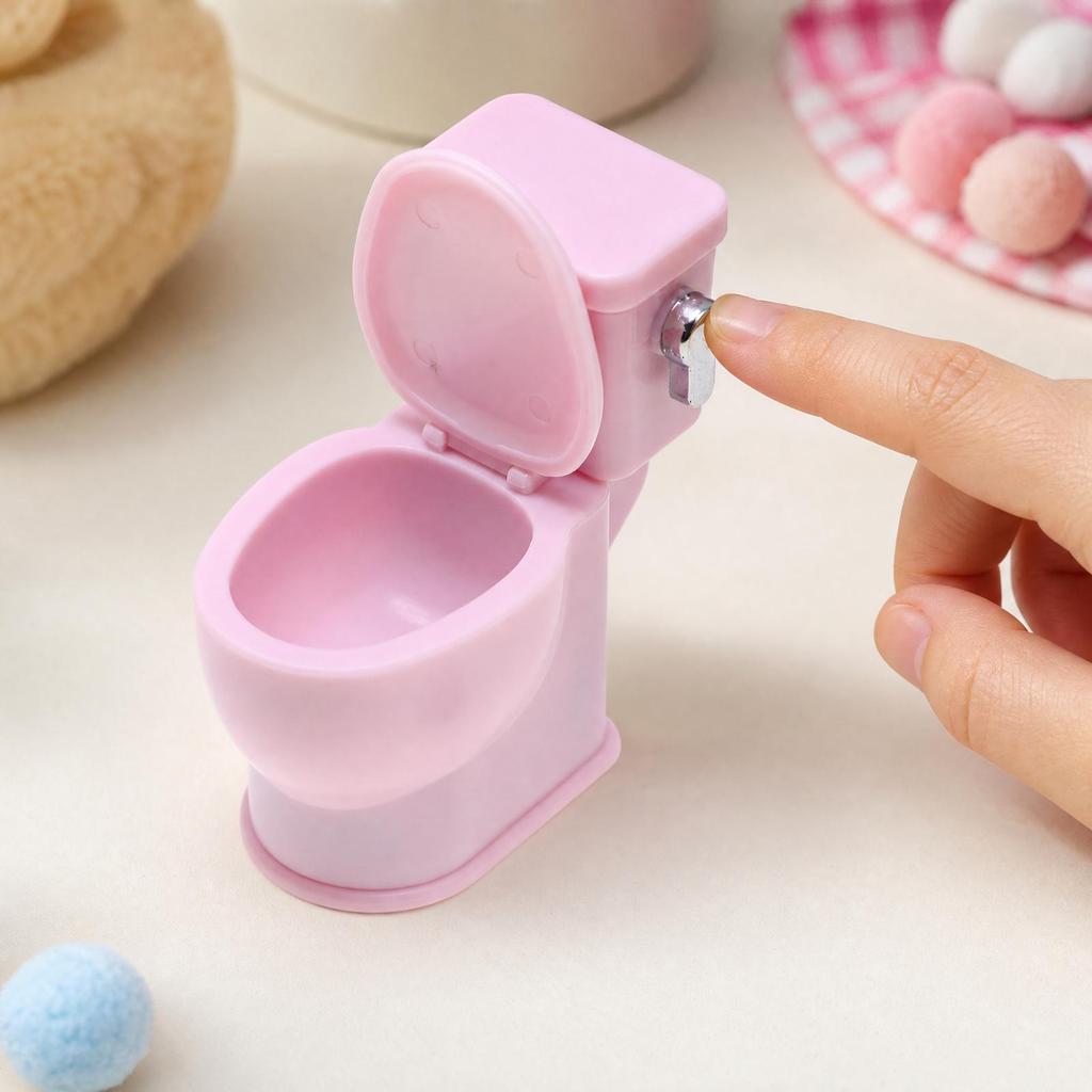 Miniaturtoilette mit witziger Kackfigur Leichtes Puppenhaus Spülgeräusch Kompakt