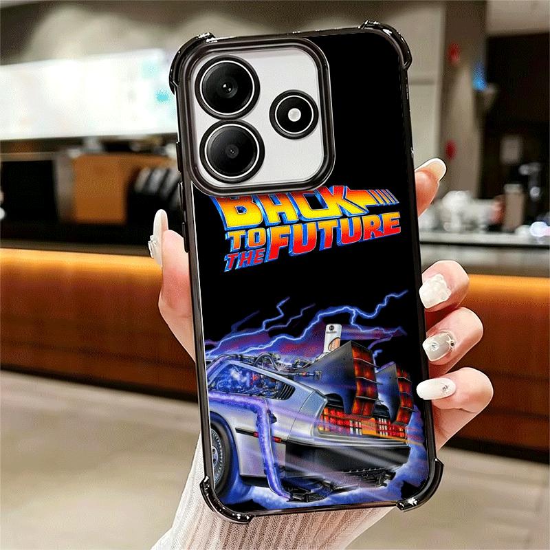 Back To The Future Plating Phone Case For Xiaomi Redmi Note 14 15 Pro Plus 13 12 11 11S 11T 10 9S 9 5G Anti-Fall Airabag Cover