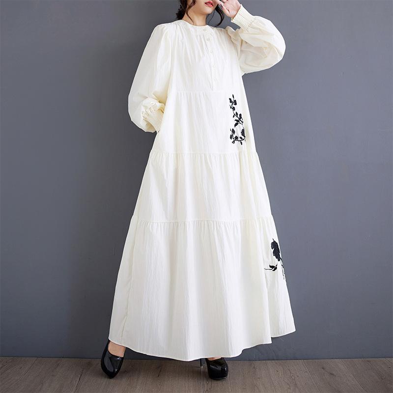 Elegantes Kleid mit Blumenmuster, Damenmode, Abaya, Kaftan, Sommerkleid, Frau, lässiges Kleid mit Rüschensaum