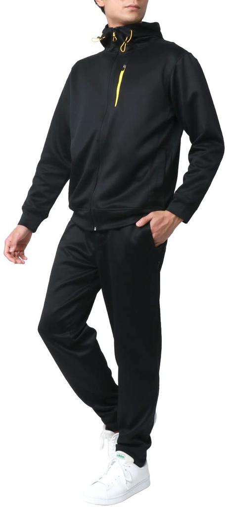Jersey Top and Bottom Set Running Wear Custom Made Sweat Absorbent Quick Drying Black x Black L [Tartex] Men's M-5L