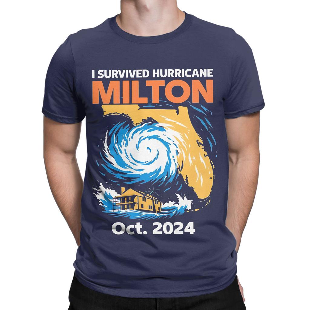 I Survived Hurricane Milton Florida Oct 2024 Novelty Graphic 100 Cotton TShirt Hurricane Tops Tees For Unisex