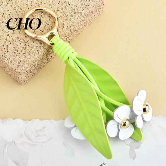 Floral Bag Decoration Pendant Imitation Leather Flower Design Handbag Ornament with Metal Buckle Scratch-Resistant Keychain Commuter Accessory