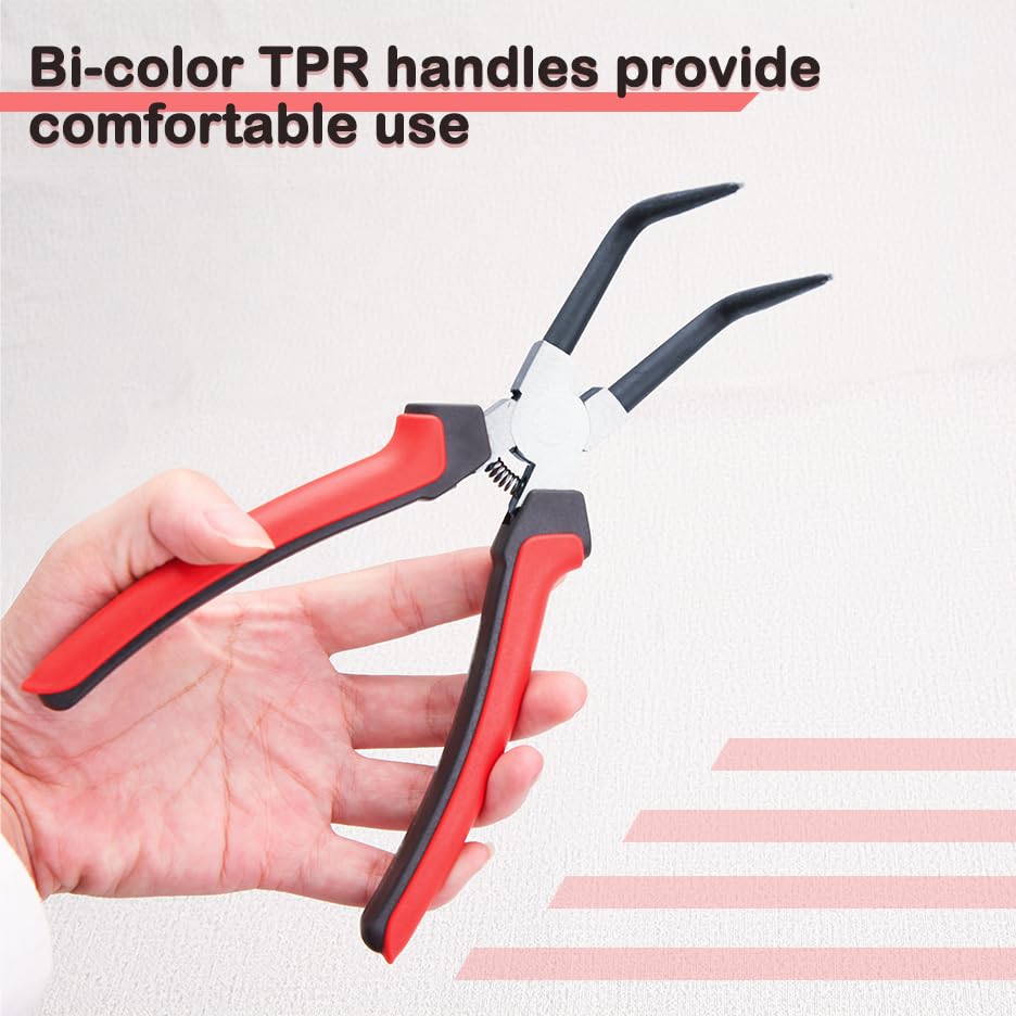 LEONTOOL Long Bent Snap Ring Circlip Removal Bent Long Long Long Curved Spring Tool for Cylinder Brake Front Snap Ring Specialized Tool Pliers, C-Ring