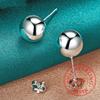 925 Sterling Silver 8mm/10mm Round Smooth Solid Bead Ball Stud Earrings For Women Girls Wedding Engagement Party Jewelry Gift