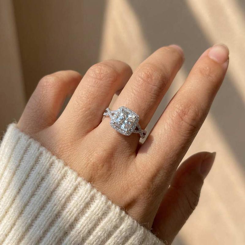 

925 Sterling Copper Temperament Women s Rings for Women Newly Designed Female Accessories Engagement Party Zirconia Zircon 8 белый