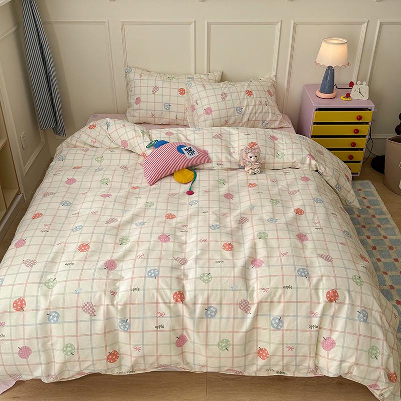 Skin-Friendly Striped Cotton Bedding Set - Fresh Style, 100% Pure Cotton, A-Class Quality, Four-Piece Set for Spring/Summer