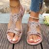 Fashion Summer New Fashion Crystal Sandals Women's Round Toe Open Toe Cutout Breathable Soft Sole Non-slip Flats