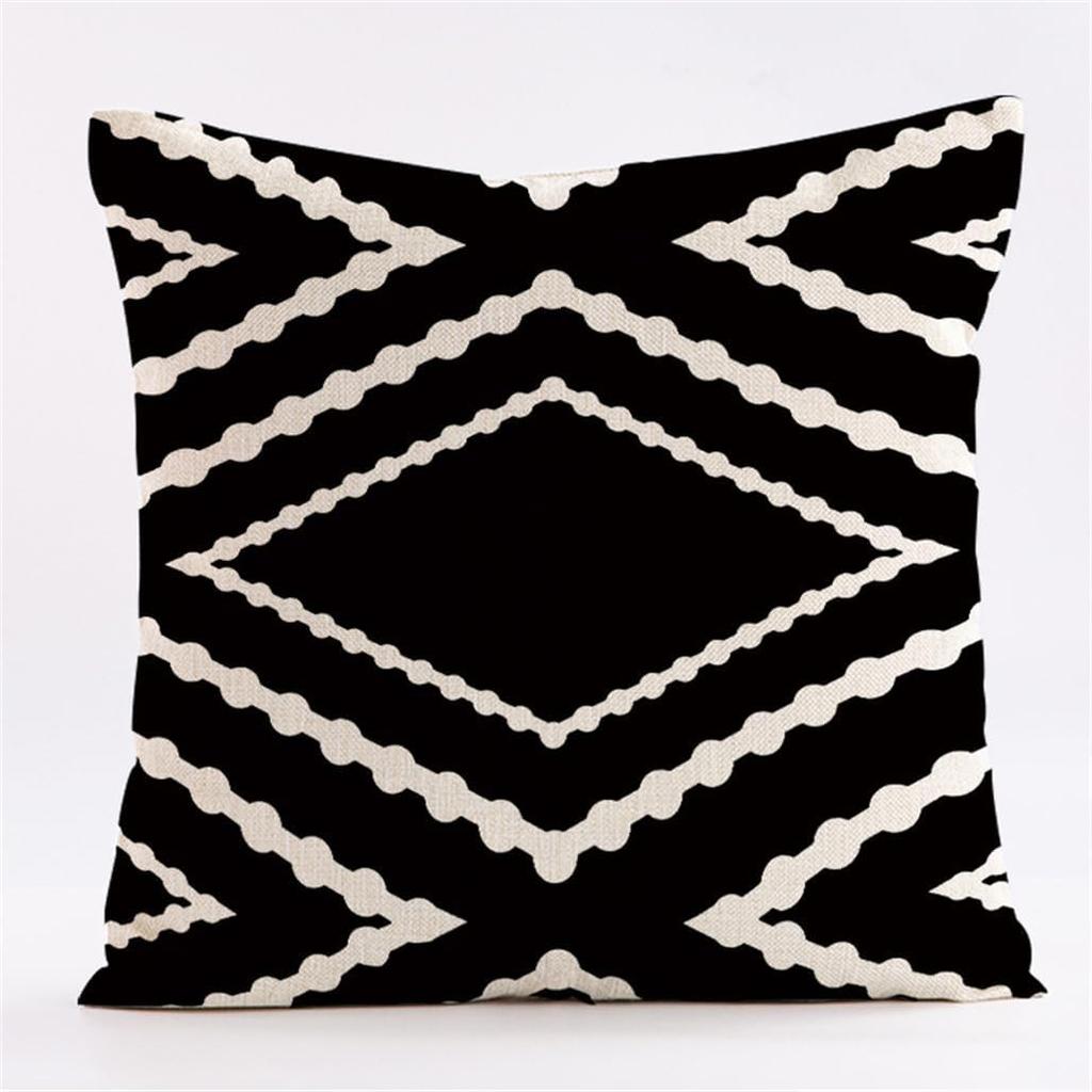 Chic Black and White Geometric PillowcasesLiving Room Sofa Cushion Cover, Soft and Comfortable, Bedroom Room Decoration