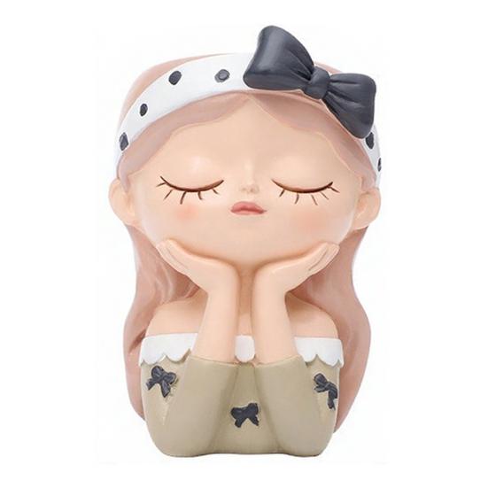 Cute Girl Face Planter, Resin Girl Head Planter, Decorative Small Plant Pot for Succulents Cactus Desk Balcony Decor