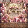 2D flat banner, 1pc romantic rose crown design theme personalized birthday customized poster
