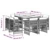 VidaXL Ensemble à Manger de Jardin avec Coussins 9 pcs, Table et Chaises à Dossier Rabattable, Meubles d'Extérieur Patio 3211014