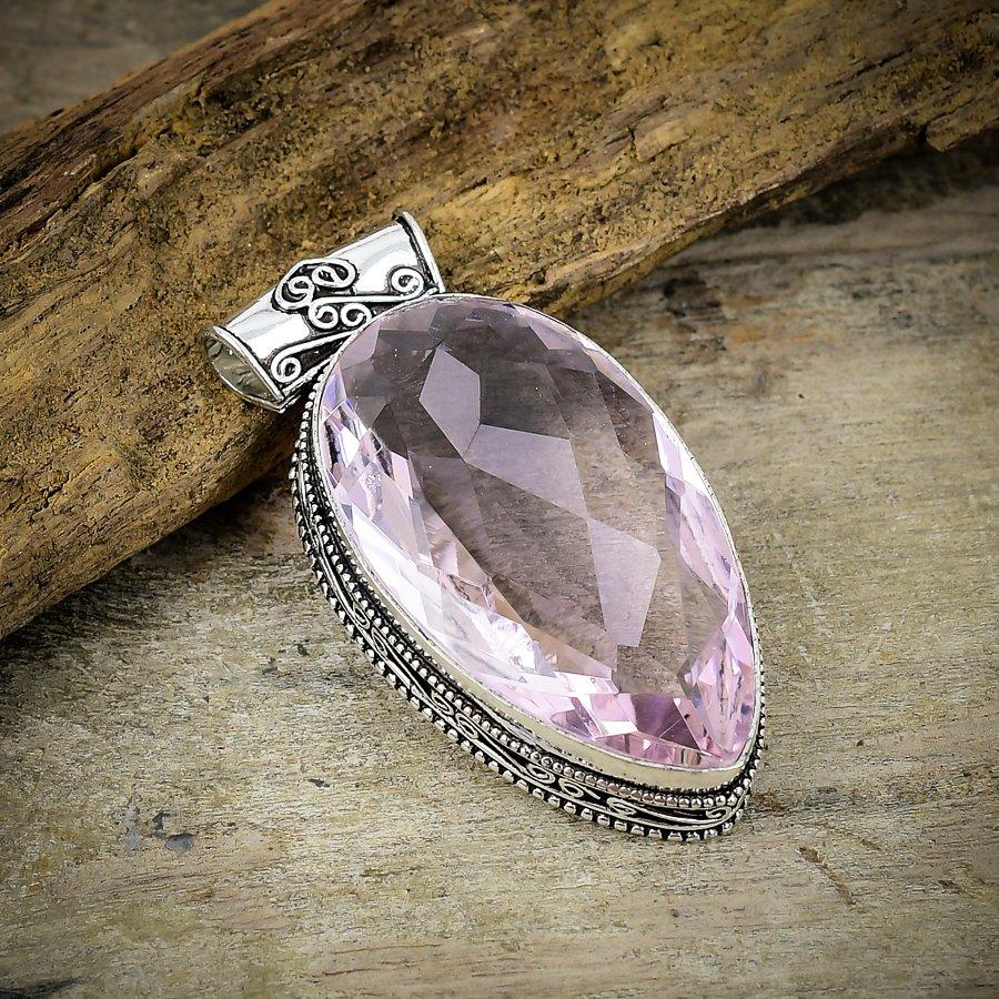 

Pink Kunzite Gemstone Handmade 925 Sterling Silver Jewelry Pendant 2.17 M-136