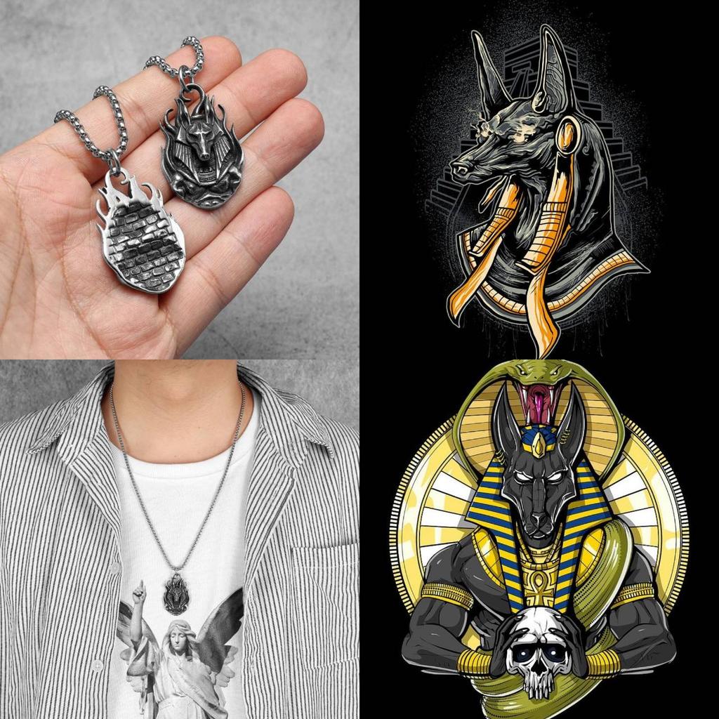 Amulett Talisman Anubis Gud Döden Halsband Hänge Antika Egypten Egyptisk Symbol Evigt Liv skydda väktare Döda