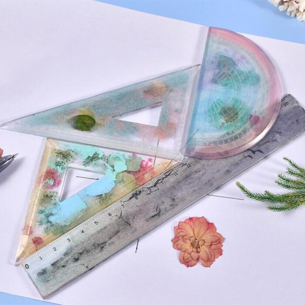 Expoxy Resin Silicone Mold Protractor Triangle Ruler Right Angle Ruler Resin Casting Molds For DIY Craft Stationery Making Tools