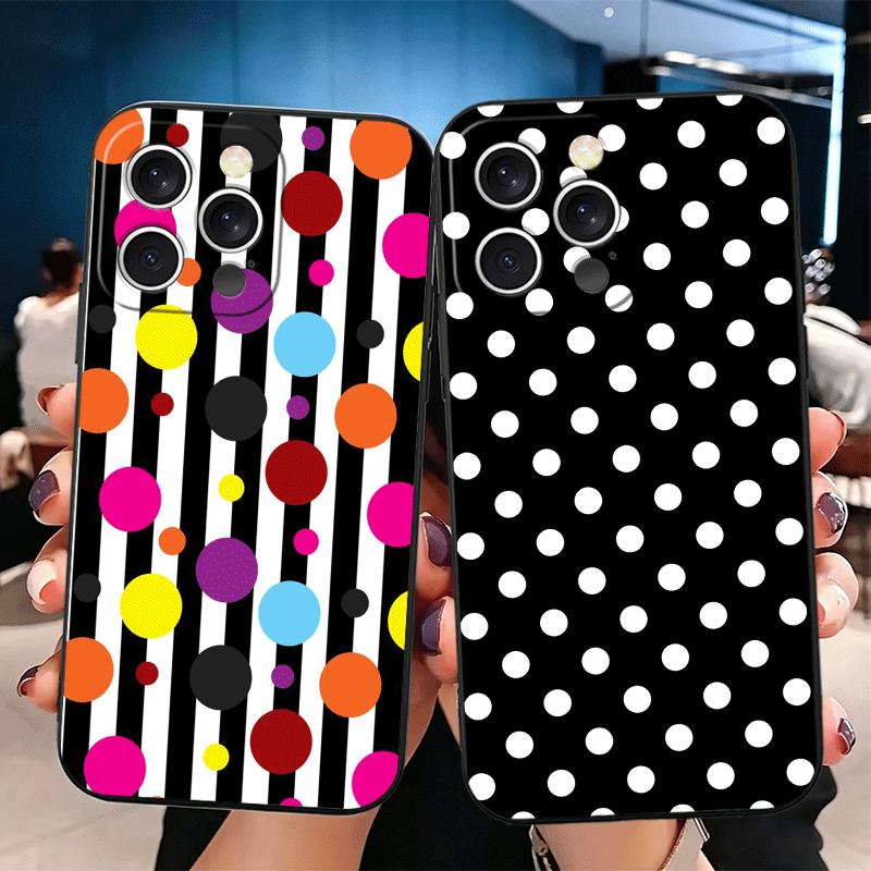 Polka Dots Art Fashion Desgin Soft Phone Case for iPhone 16 16E 17 Air 15 Pro Max 14 Plus 13 Mini 11 12 7 Black Cover Back Shell