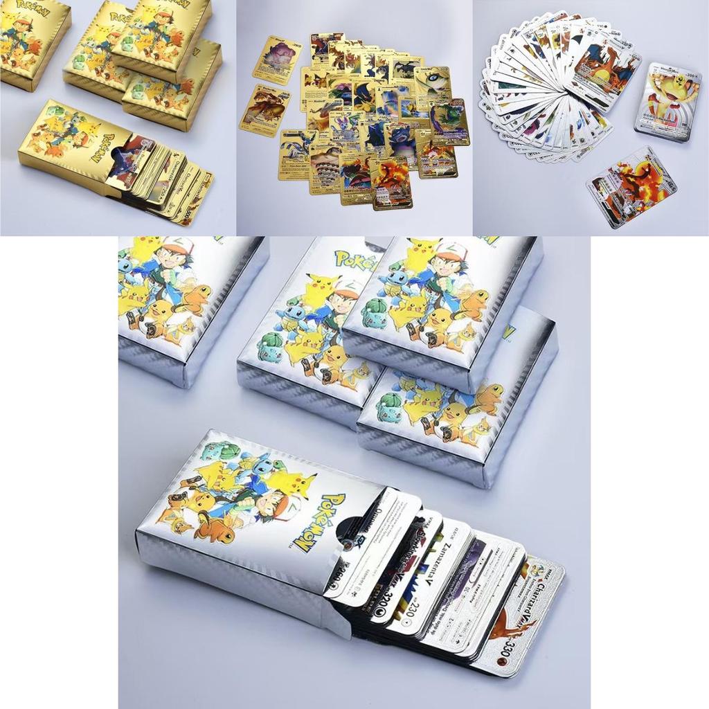 Özel Pokemon Kartları Metal Altın Enerji Kartı Charizard Pikachu Koleksiyonu Çocuklar İçin