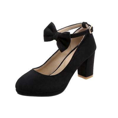 Sapatos de Salto Alto para Meninas Camurça Feminino Salto Alto 7,5 cm Doce Laço Salto Alto Sapatos Scarpin Feminino Meninas Princesa Casamento Festa Shoes33-43