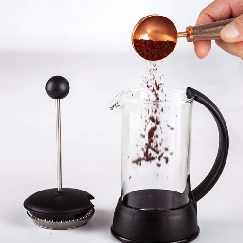 Easyworkz Retro Coffee Measuring Spoon, 10 Gram, Stainless Steel Scoop with Black Walnut Handle (Rose Gold)