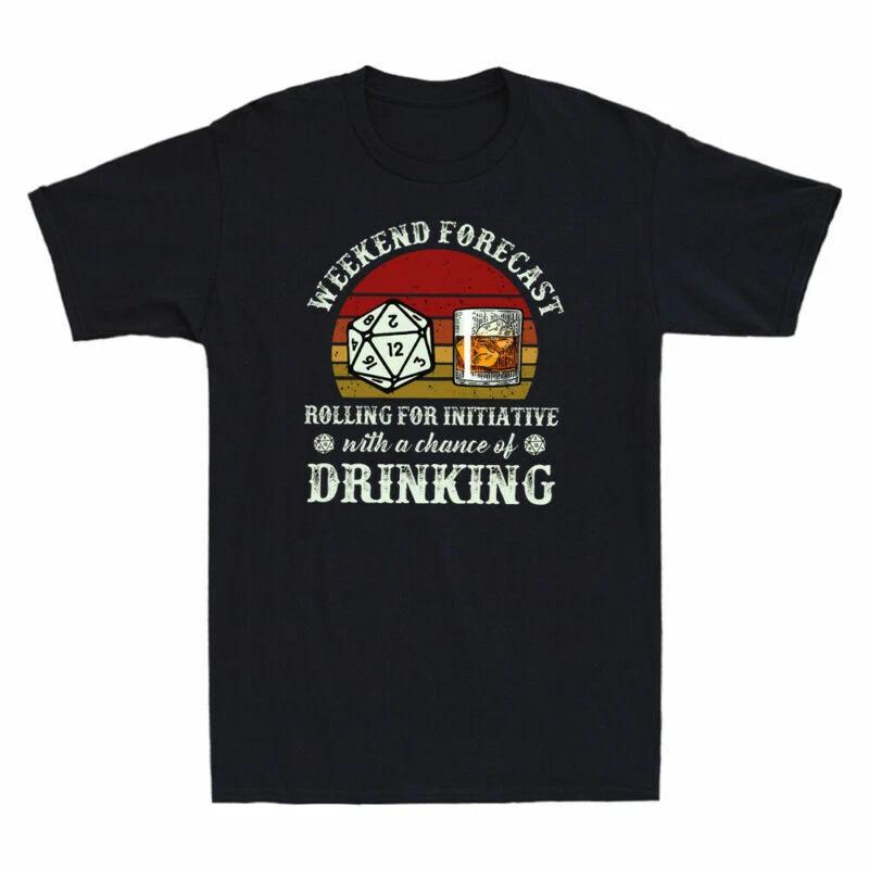 Weekend Forecast Rolling For Initiative With A Chance Of Drinking Retro T-Shirt XS