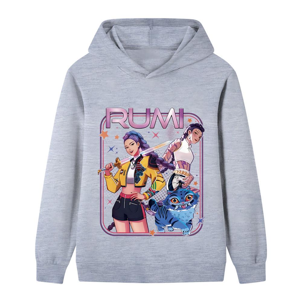 B1249 Kids Boys Girls Kpop Rumi Zoey Mira Print Long Sleeves Hoodie