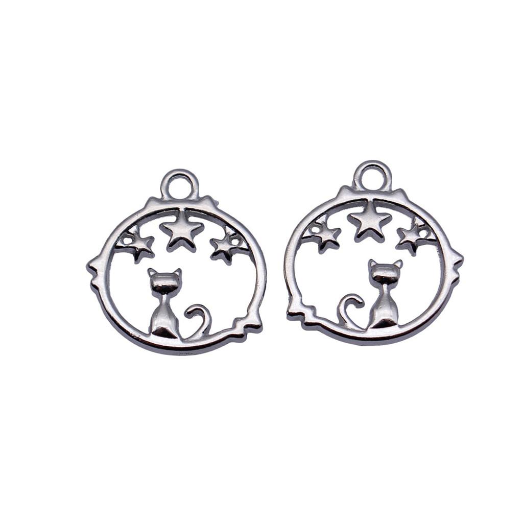 Nested Star Charms Multi Color Alloy Pendants For Double Star Themed Jewelry