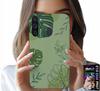 Etui Do Samsung Galaxy A21 - Zielone Liście Roślinne Wzory Plecki