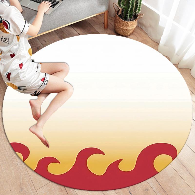 Demon Slayer Art Round Area Rug Carpet Rug For Living Room Bedroom Sofa Playroom Decor Nonslip Floor Mat