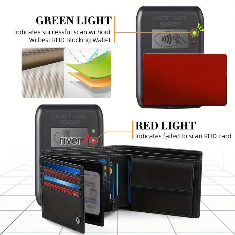 Men's Double-Page RFID-Blocking Wallet with Coin Pocket and Multiple Card Slots