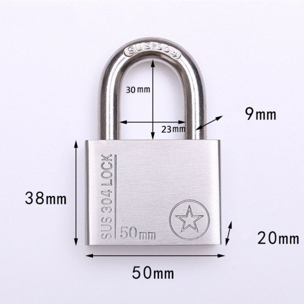 Heavy Duty Gate Padlock Weatherproof Gym Lock 3 Keys 304 Stainless Steel Padlock  Outdoor