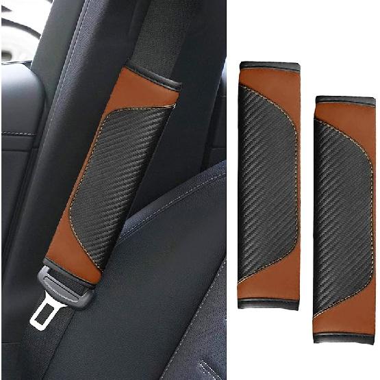 2PCS Car Seat Belt Cover Pad, Soft Carbon Fiber Leather Seatbelt Shoulder Protector For A More Comfortable Driving, Universal Safety Belt Strap Cover