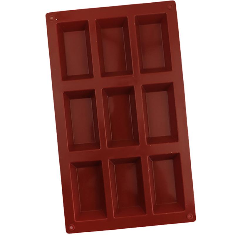 Molde de silicona para pasteles con 9 cavidades, forma de ladrillo, para galletas, chocolate, bandeja para hornear, repostería, postres y más.