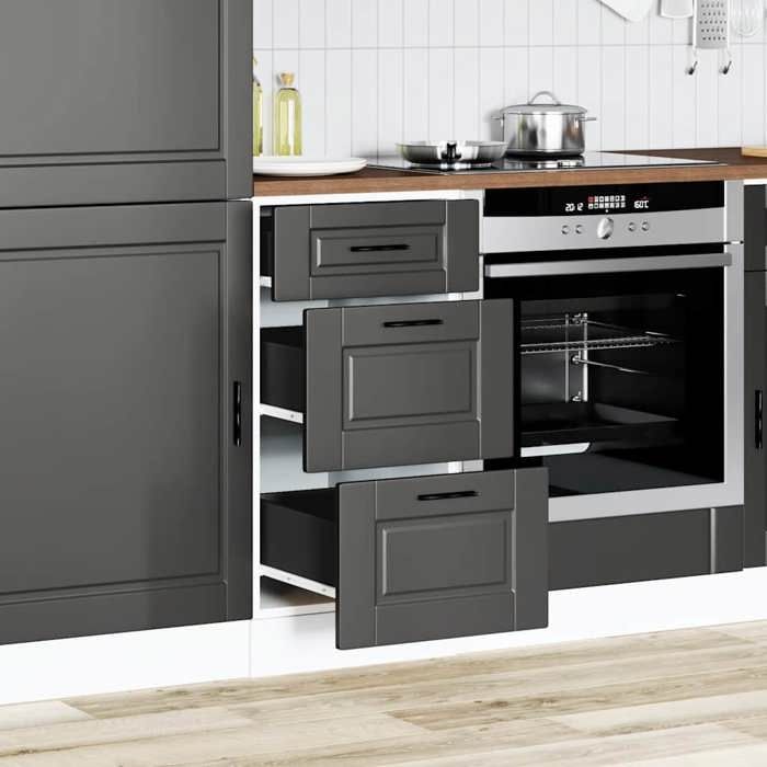 VidaXL Armoire de cuisine Porto noir bois d'ingénierie, meuble d'évier, meuble de cuisine avec tiroir, meuble de cuisine à 854221