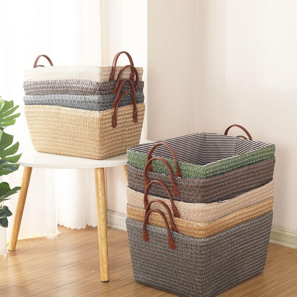 with Handle Clothes Organizer Box Straw Storage Basket High Quality Snack Container  Bathroom