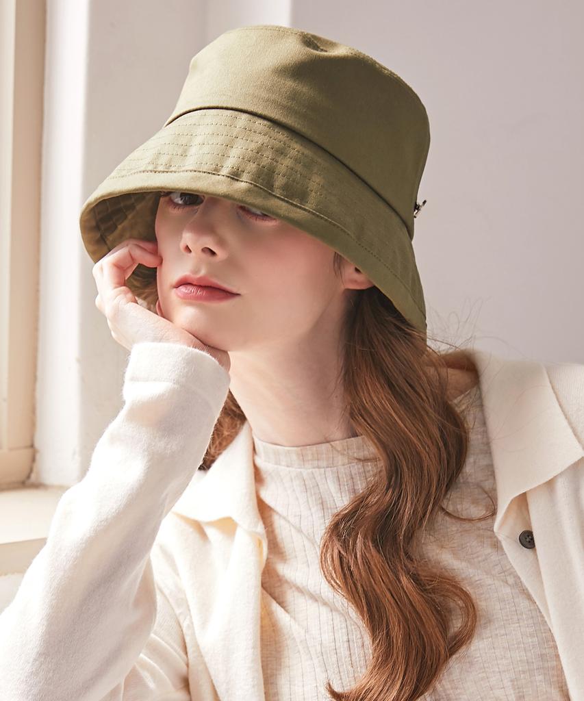 Elkebeullum Basic Cotton Khaki Bucket Hat