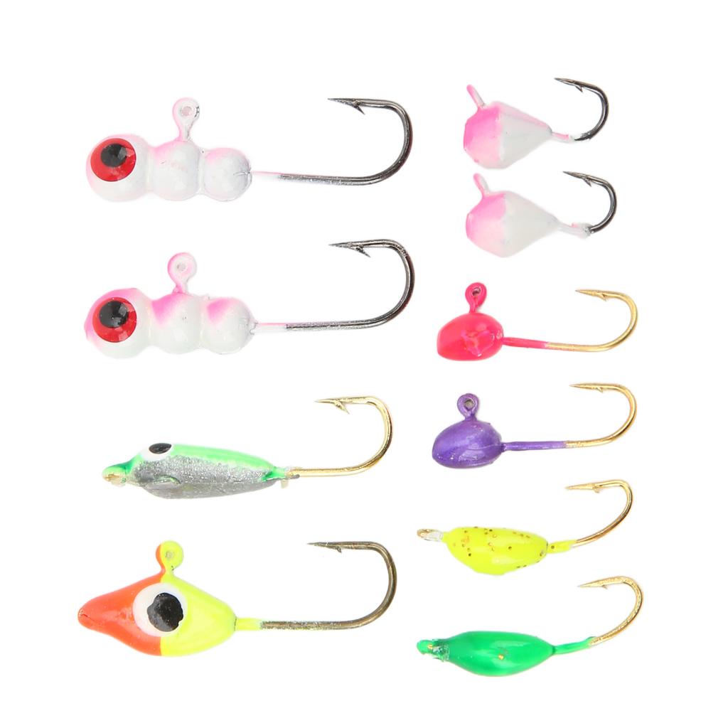 Ice Fishing Jigs Set with Color Metal Head High Carbon Steel Ice Fishing Equipment for Outdoor