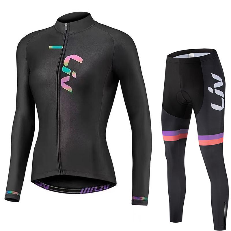 LIV Jersey de Manga Larga para Bicicleta para Mujer Delgado Alta Elasticidad Transpirable Culotte de Ciclismo Equipo Profesional Bicicleta de Carretera MTB Ropa de Ciclismo