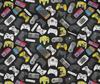 oneOone Cotton Flex Black Fabric Video Game Quilting Supplies Print Sewing Fabric By The Yard 40 Inch