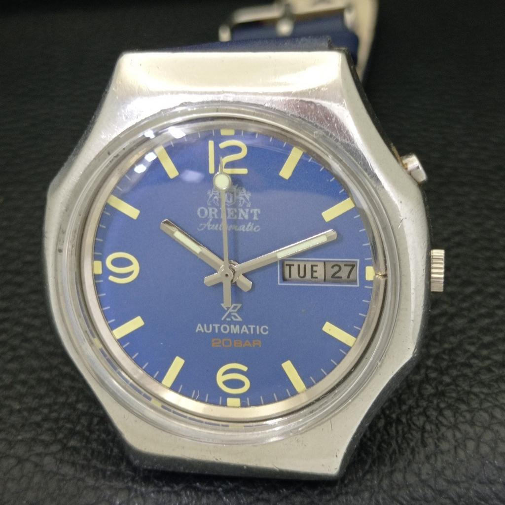 VINTAGE ORIENT AUTOMATIC 46941 JAPAN MENS BLUE COLOR DIAL WATCH A500738-5 R154-a500738
