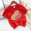 Kids Girl Cute Polyester T-shirt Summer Clothing Cartoon Capybara Printed Tee Children Short Sleeve Tops T Shirt Clothes Gift 2026