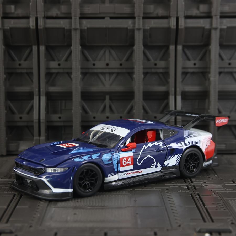 CCA 1:24 Ford Mustang GT3 Rally Racing Alloy Car Model Ornament Collection Door can be opened Front wheel steering синий